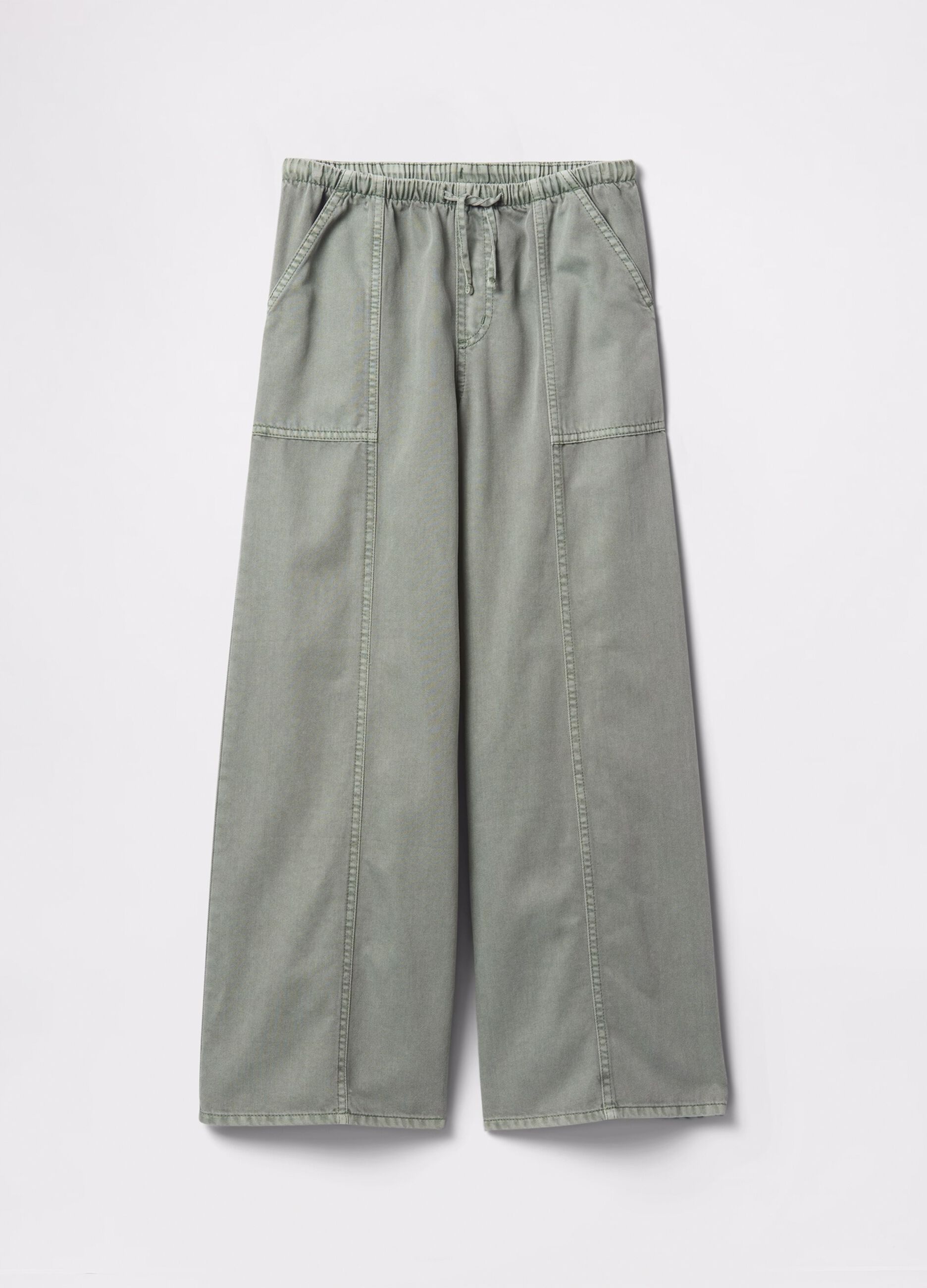 Green palazzo trousers in cotton and lyocell
