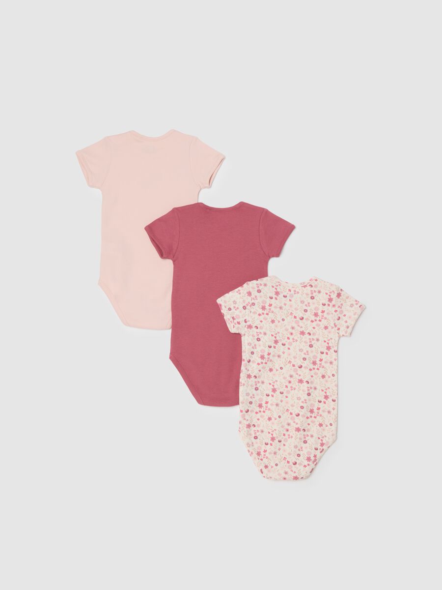 Pink bodysuit for girls in organic cotton_1