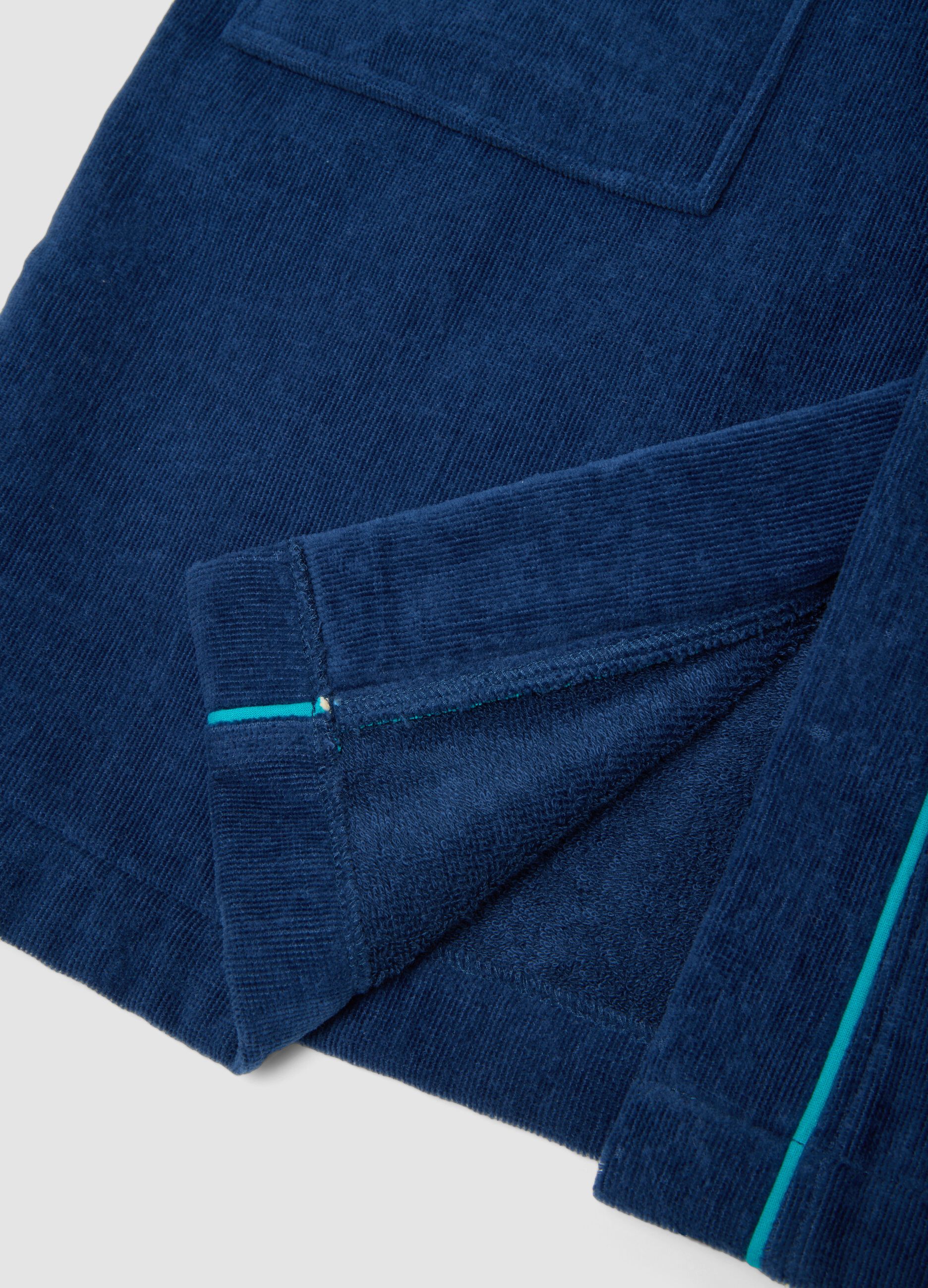 Blue organic cotton hooded bathrobe for boys