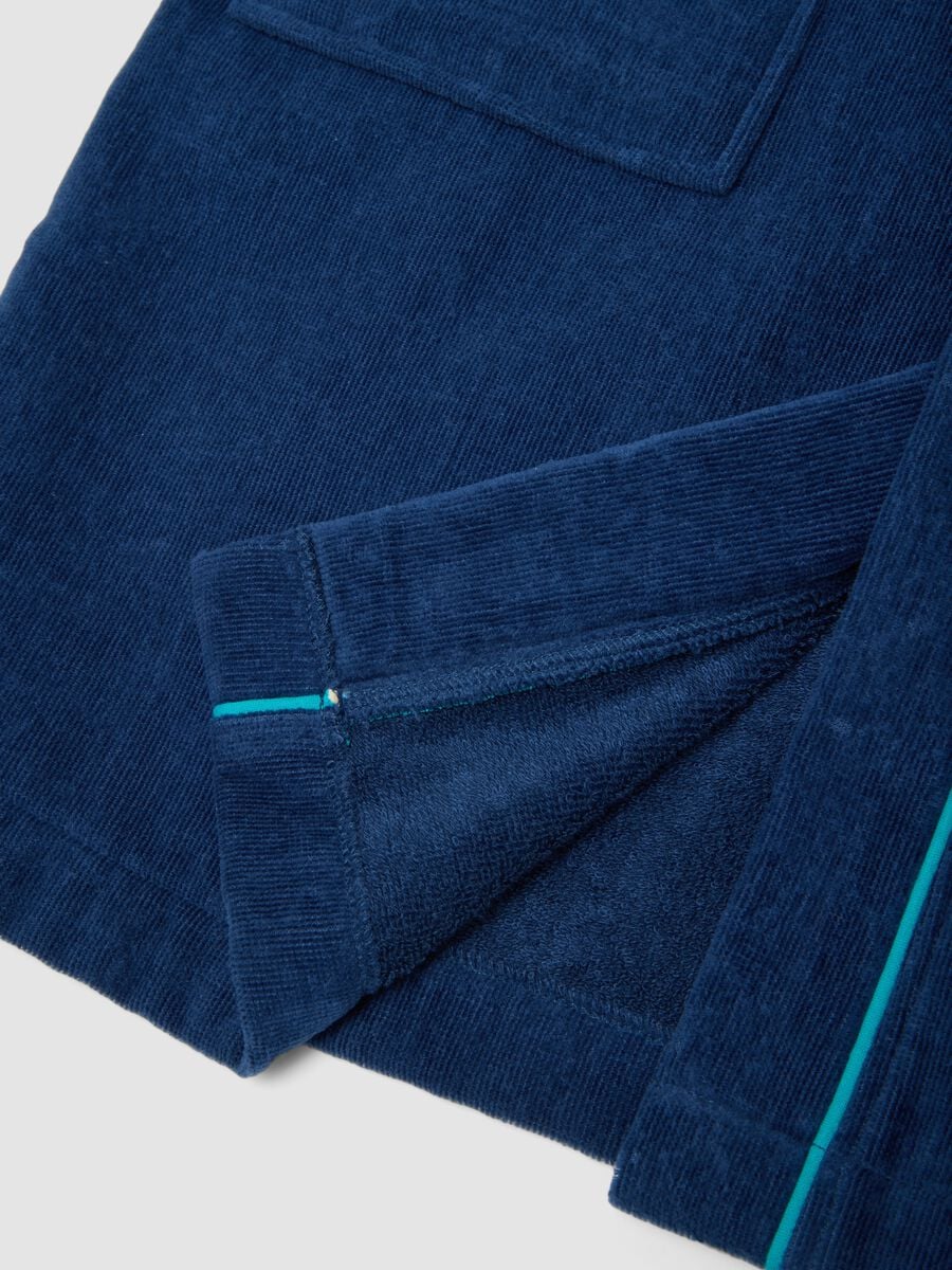 Accappatoio blu in puro cotone organico con cappuccio per bambino e ragazzo_2