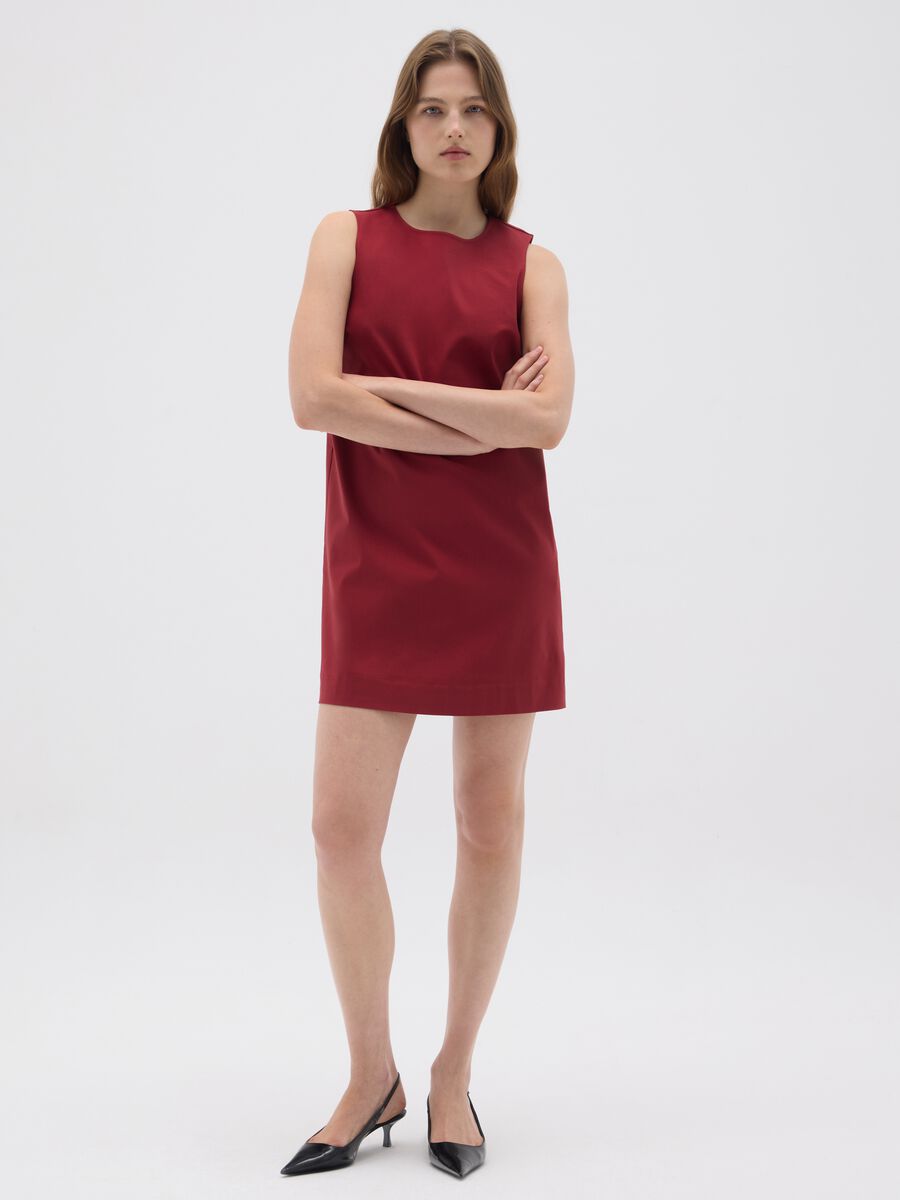 Red viscose blend women's dress_0