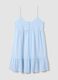 Pure cotton nightdress with white and light blue stripes and straps_4