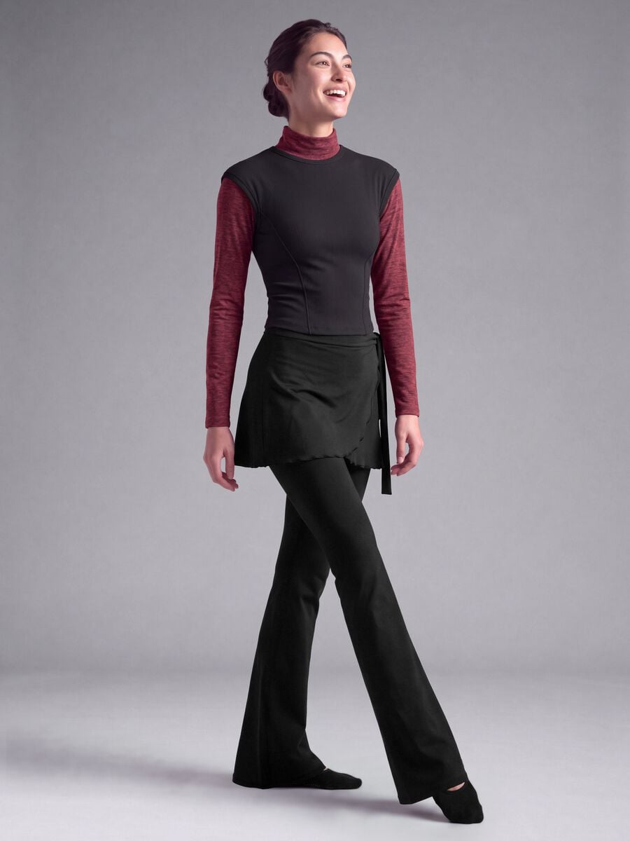 Leggings blu flare in tessuto elasticizzato_1