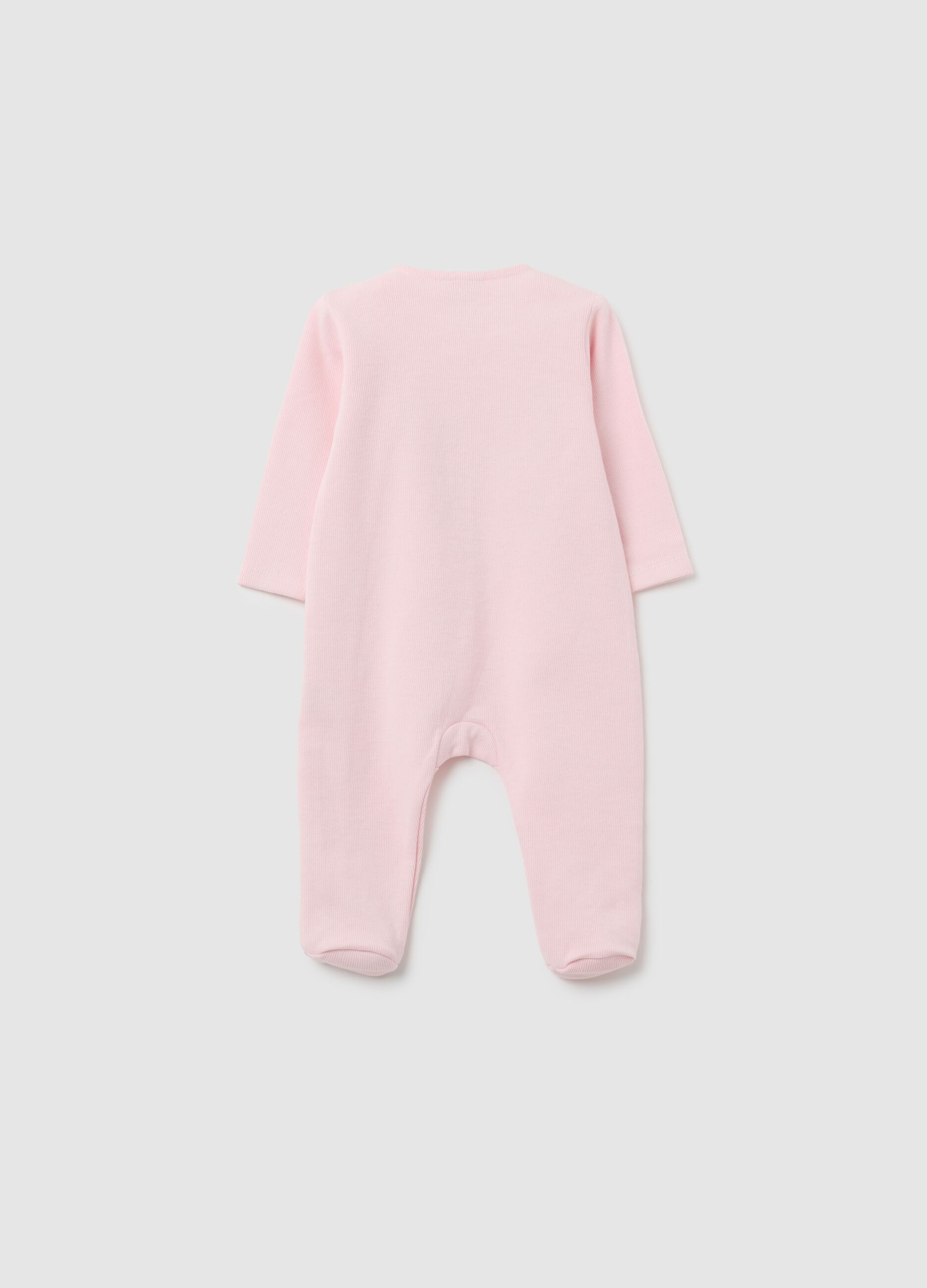 Baby sleepsuit in pure pink cotton with lions