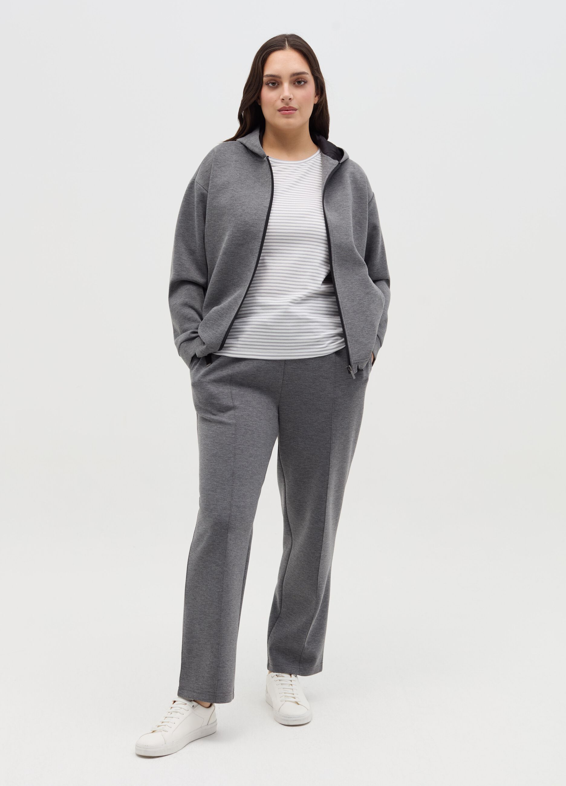 Curvy plush joggers with embossed seams