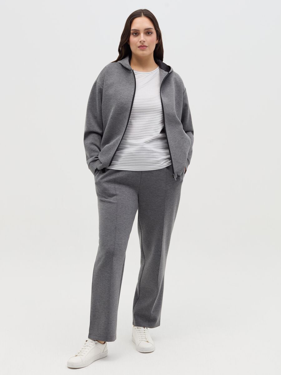 Curvy plush joggers with embossed seams_0