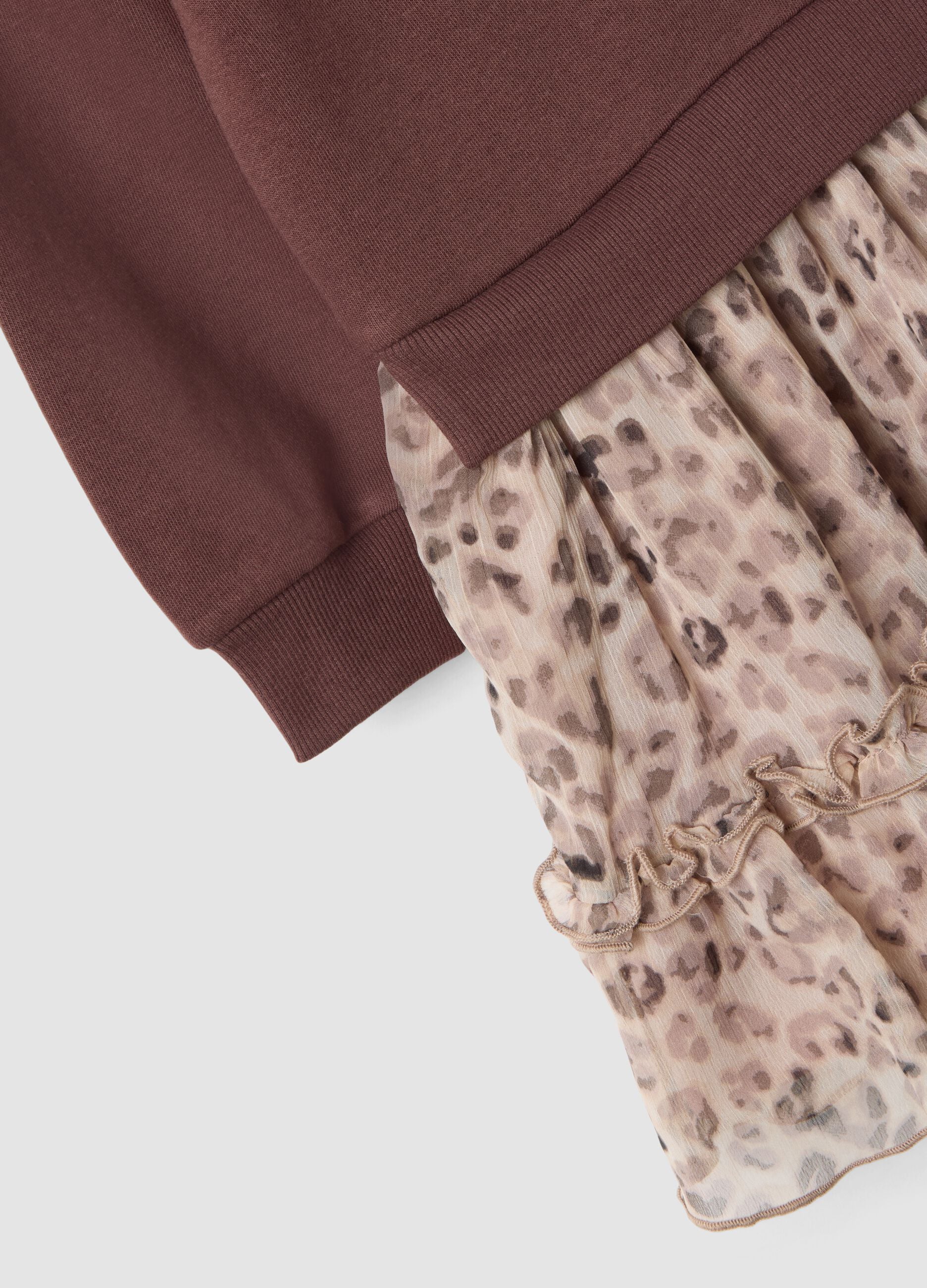 Brown crew-neck cotton-blend Minnie print dress