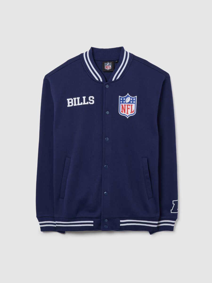 Regular fit blue cotton blend jacket_0