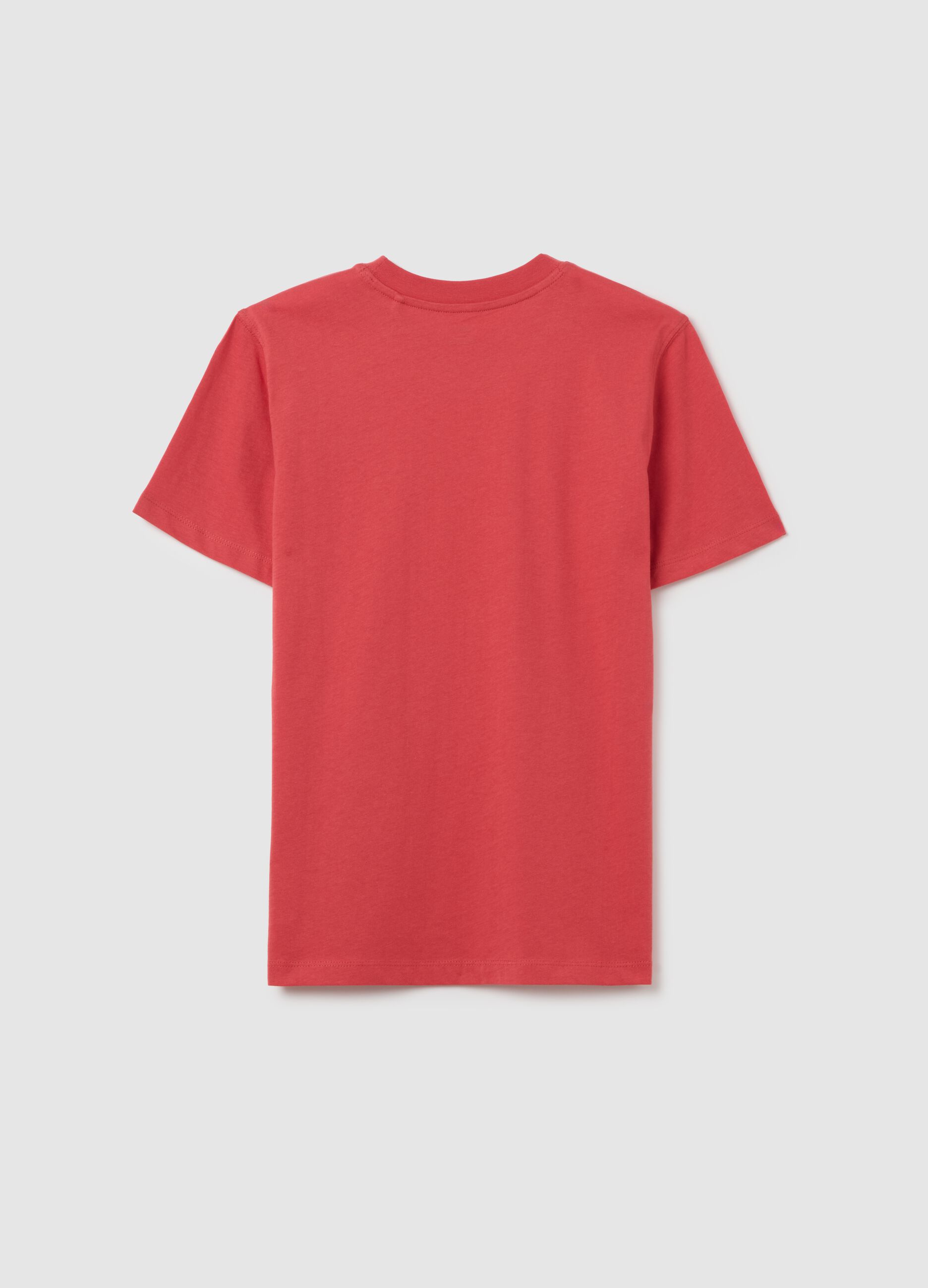 Boy's pure cotton red T-shirt regular fit with print