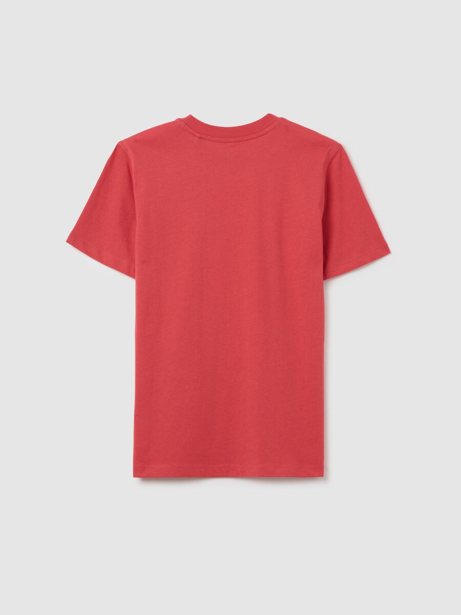 Boy's pure cotton red T-shirt regular fit with print_1