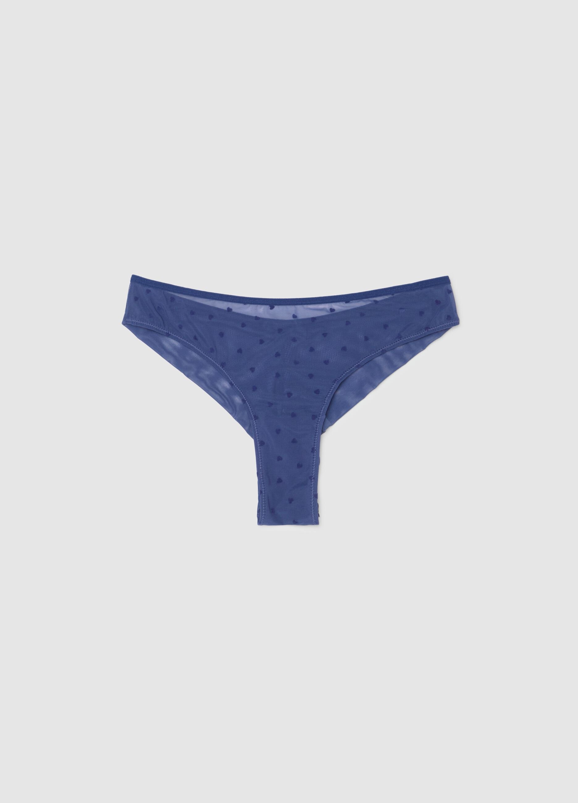 Mesh Brazilian-cut briefs with small hearts