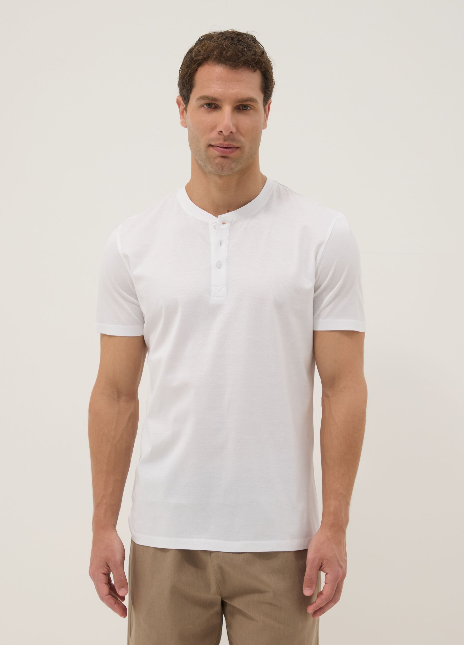 White pure cotton regular-fit T-shirt