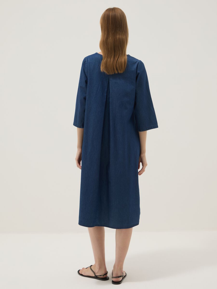 Abito midi blu in puro cotone_3
