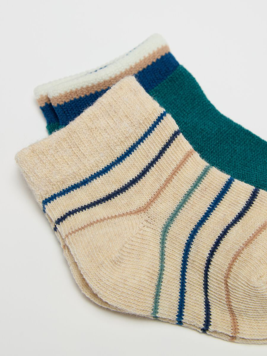Three-pair pack stretch short socks with stripes and puppy_1