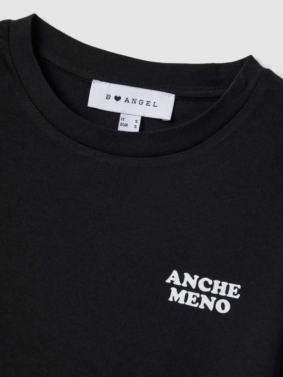 Black slim fit pure cotton T-shirt with print_5