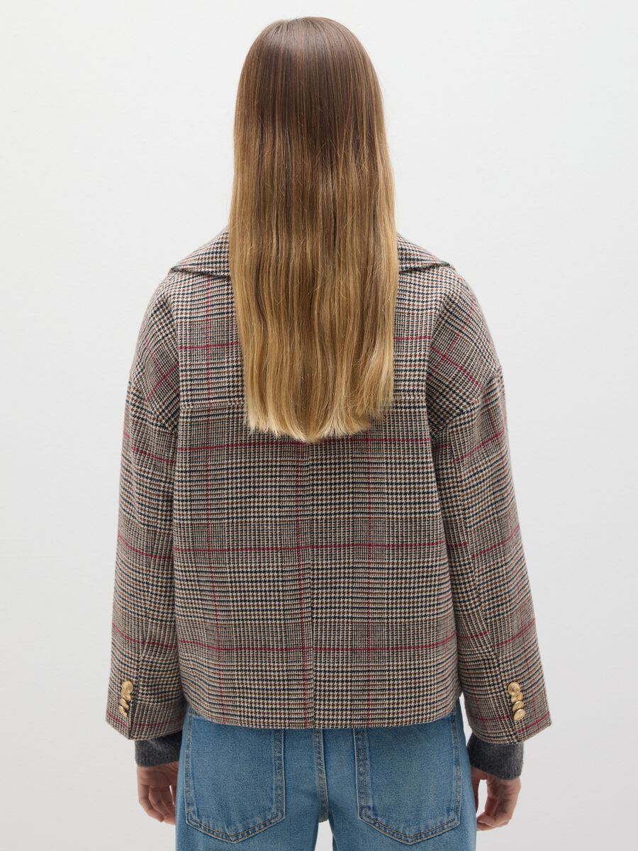 Multicolour Checked Double-Breasted Coat with Oversized Fit_2