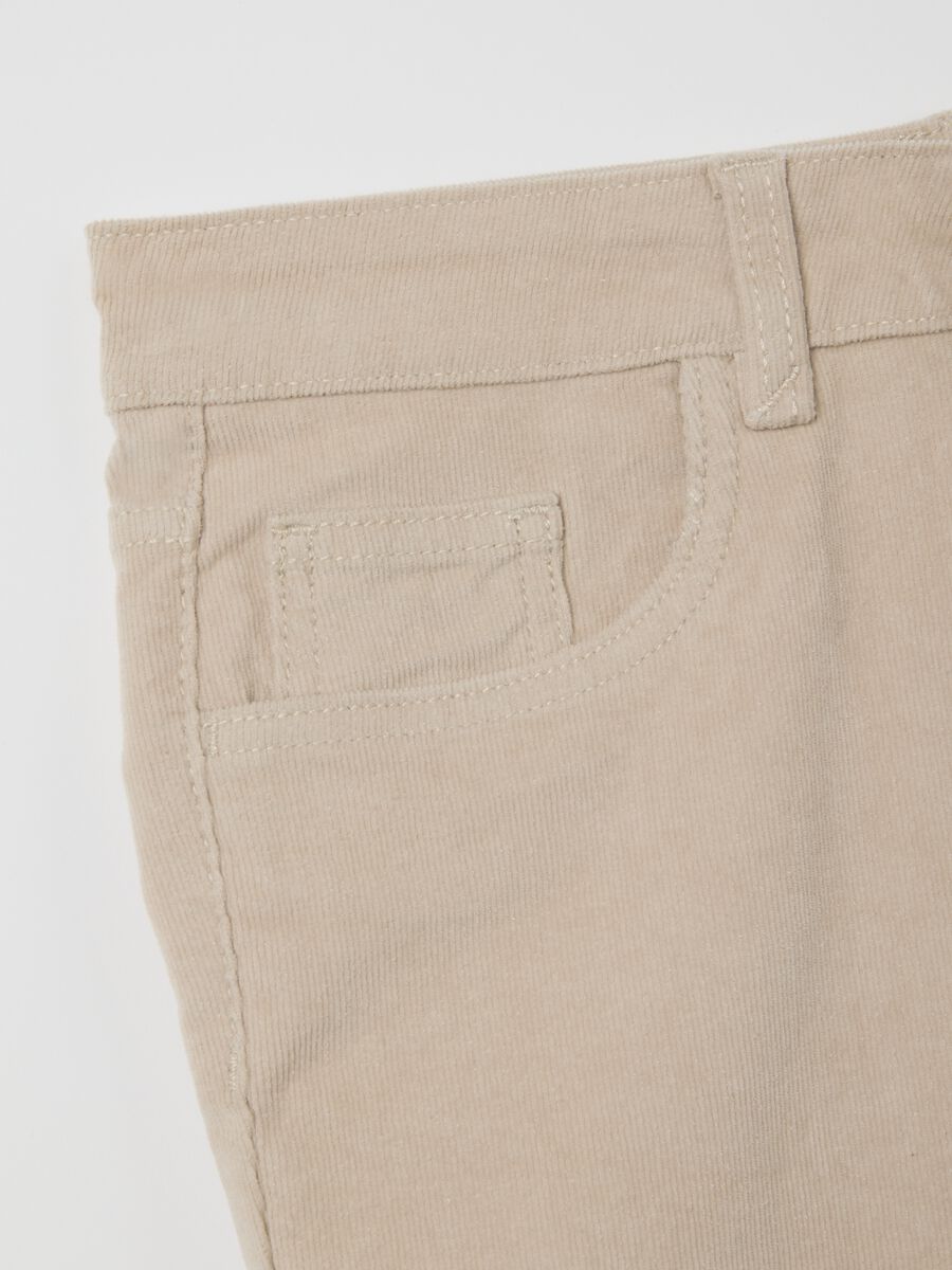 Flared Beige Stretch Trousers_5