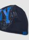 Blue organic stretch cotton jersey hat with print for boys_2