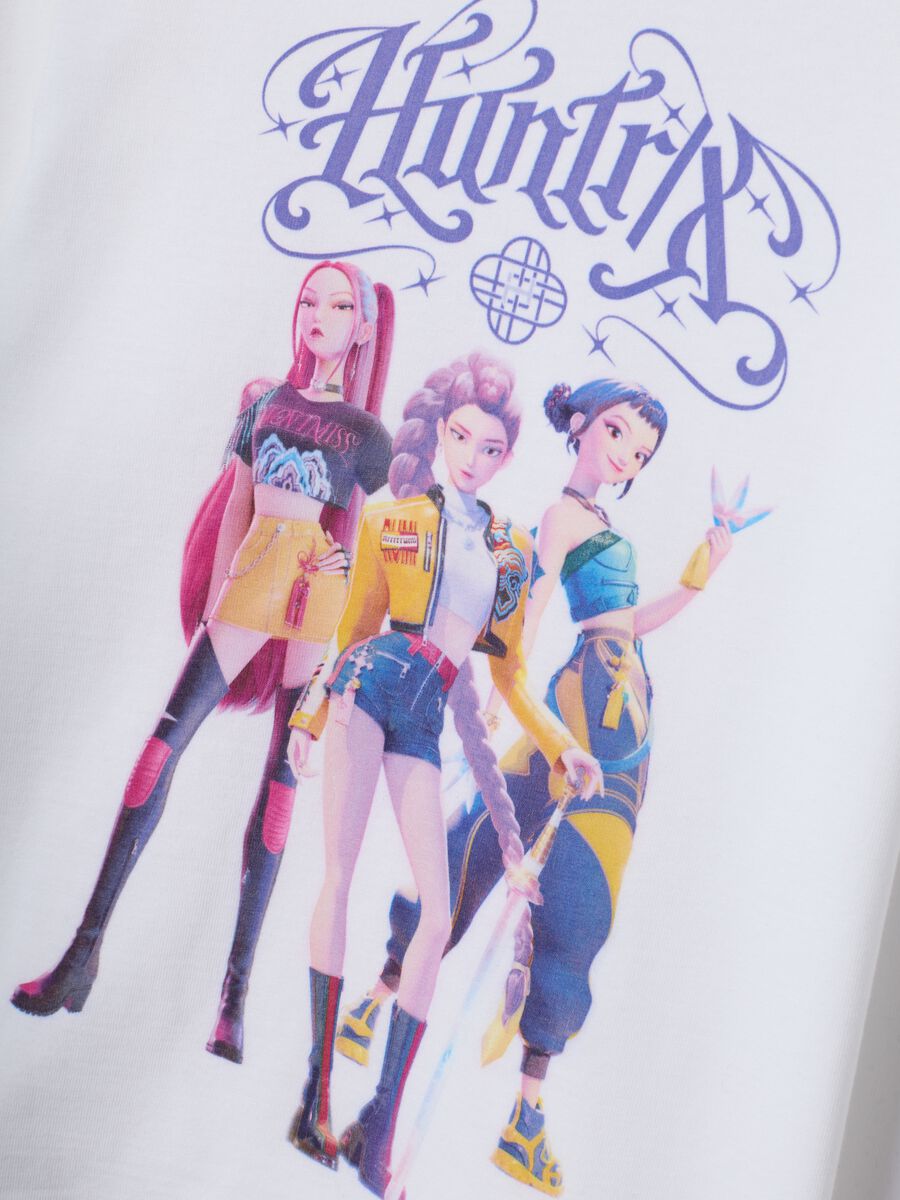 T-shirt bianca in puro cotone con stampa K-Pop Demon Hunters regular fit_2