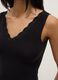 Black stretchy viscose tank top regular fit deep V with lace_3