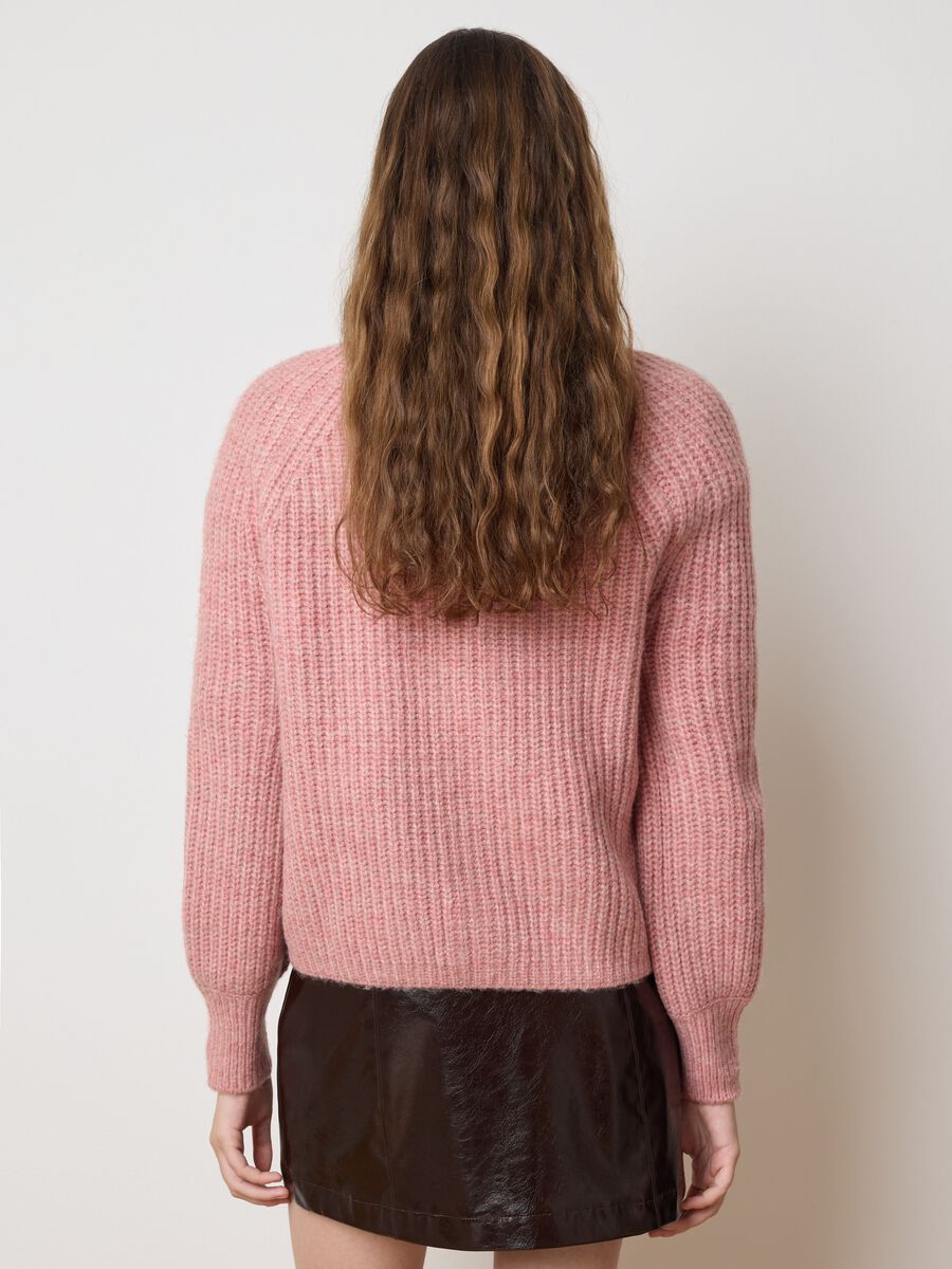 Cardigan rosa a coste vestibilità over_3