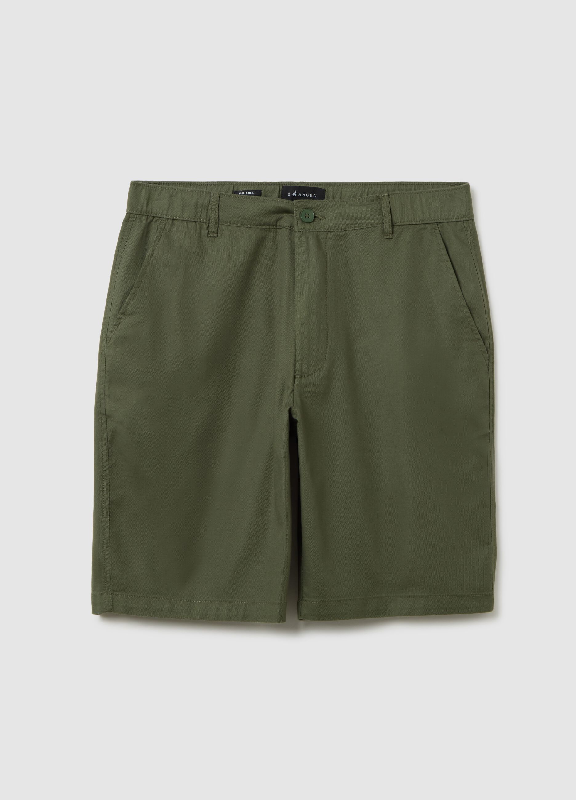 Men's green cotton relaxed fit shorts