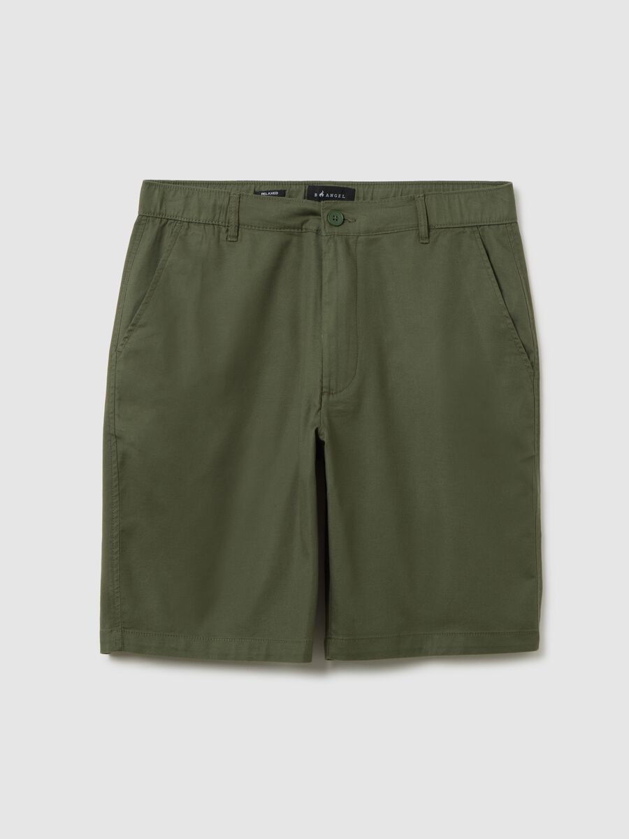 Men's green cotton relaxed fit shorts_0