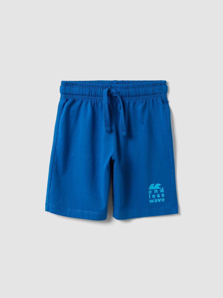 Blue organic cotton shorts with elasticated waist_0
