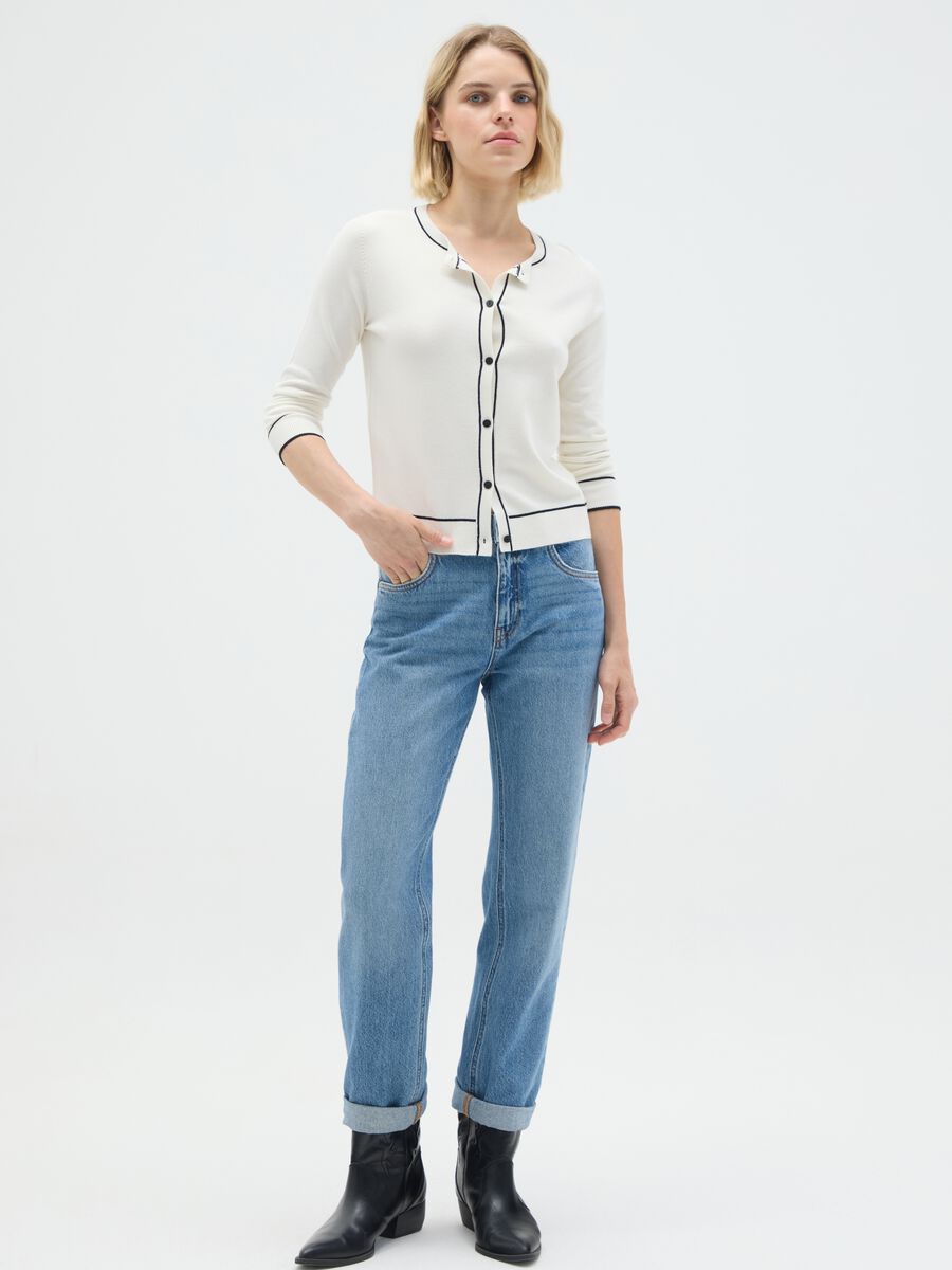 White viscose blend cardigan regular fit_1
