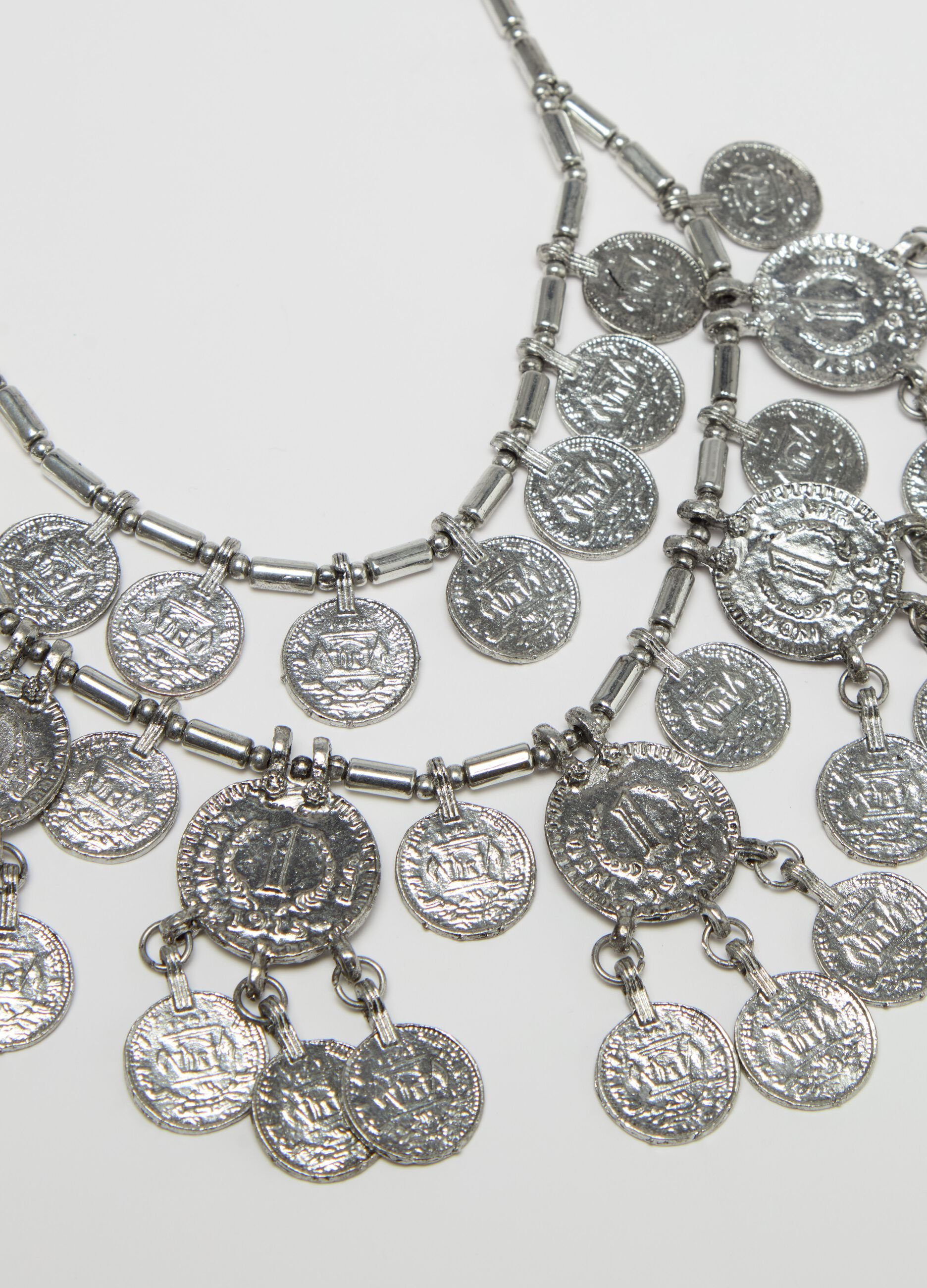 Double-strand necklace with coins