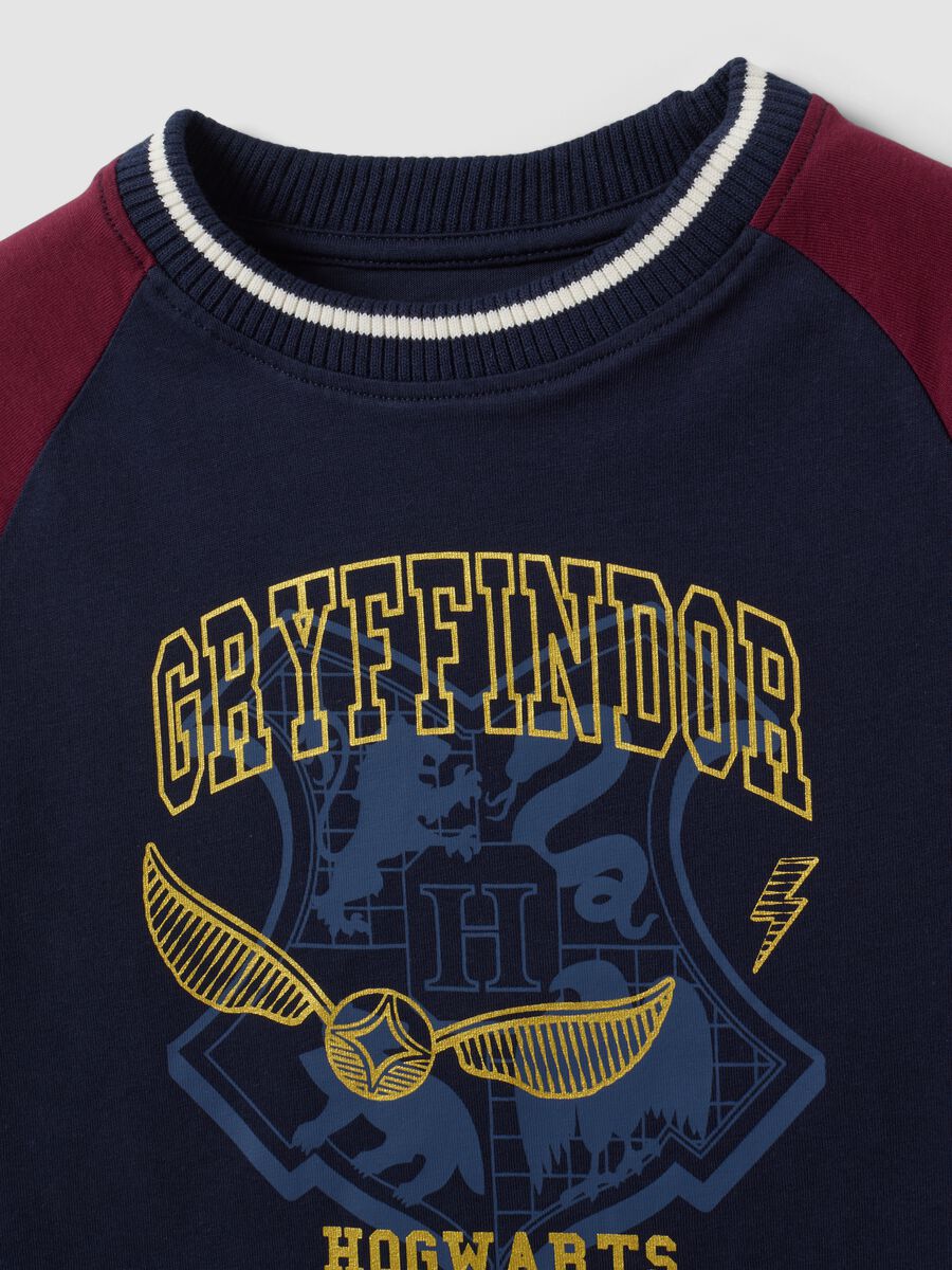 T-shirt blu in puro cotone con girocollo con stampa Harry Potter_2