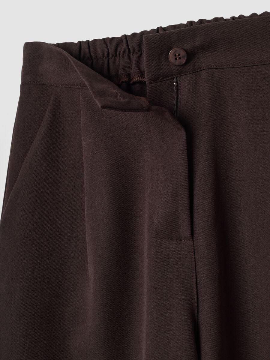 Dark brown stretch viscose-blend trousers, regular fit_1