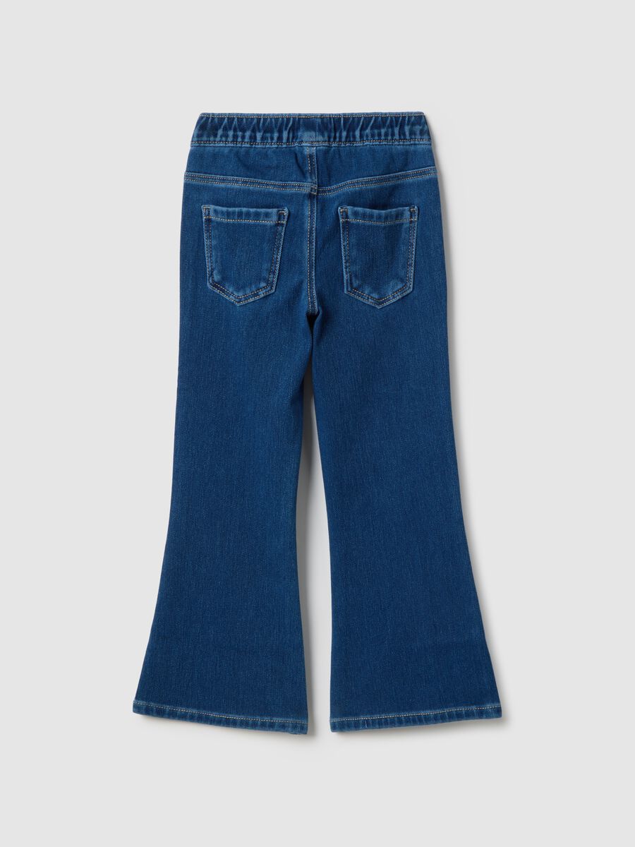 Girls' Blue Stretch Cotton Flare Fit Jeggings_1