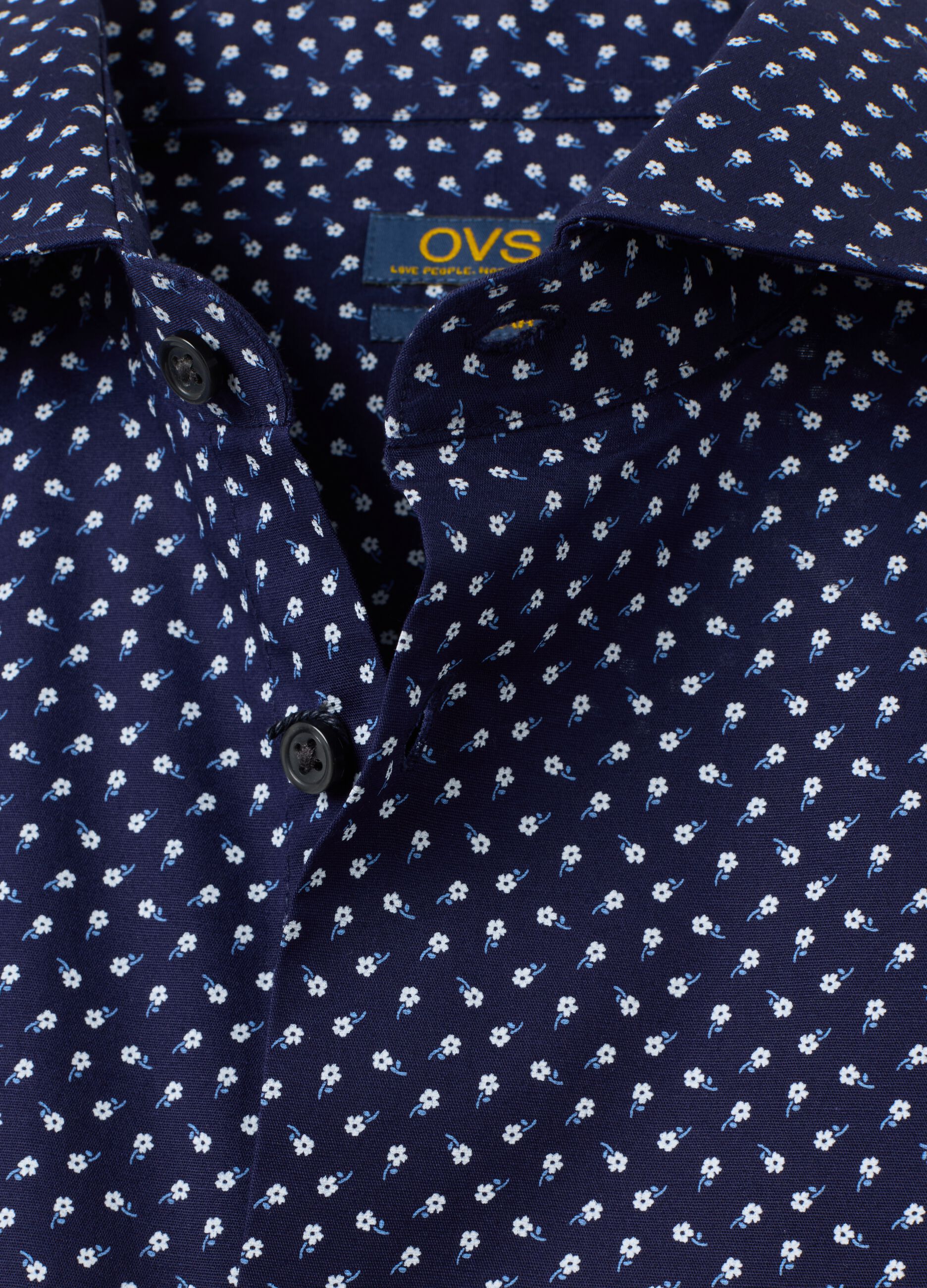 Regular fit blue cotton shirt