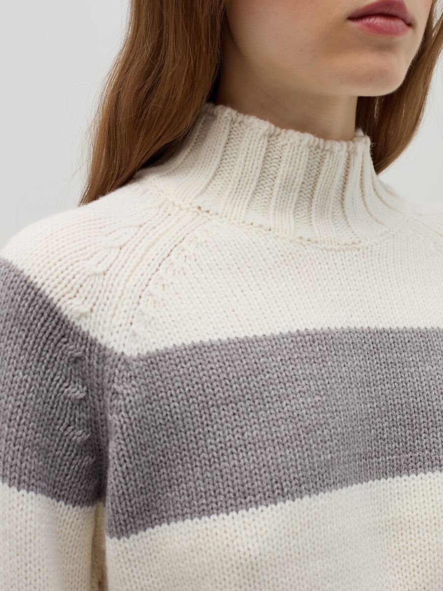 Striped knit top with mock neck_3