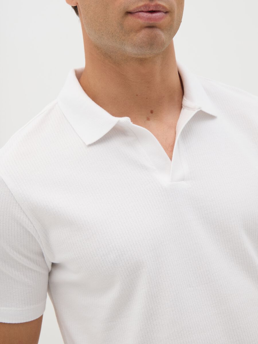 Men's white pure cotton polo regular fit_1