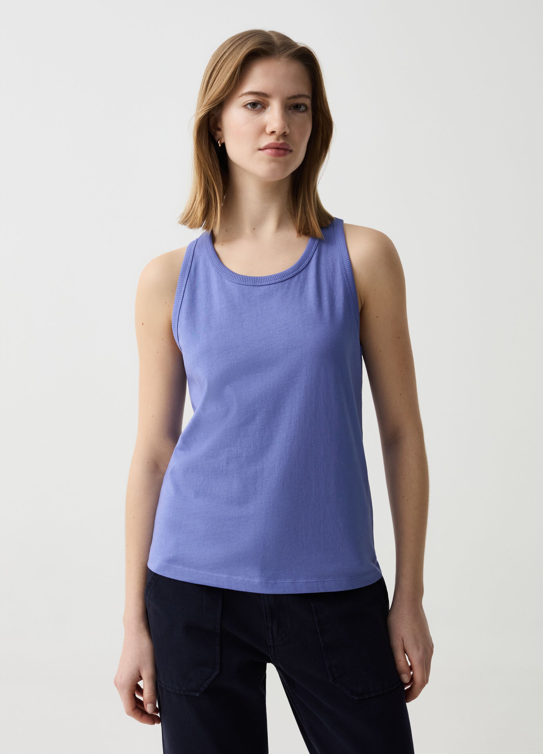 Tank top Essential in cotone con scollo rotondo