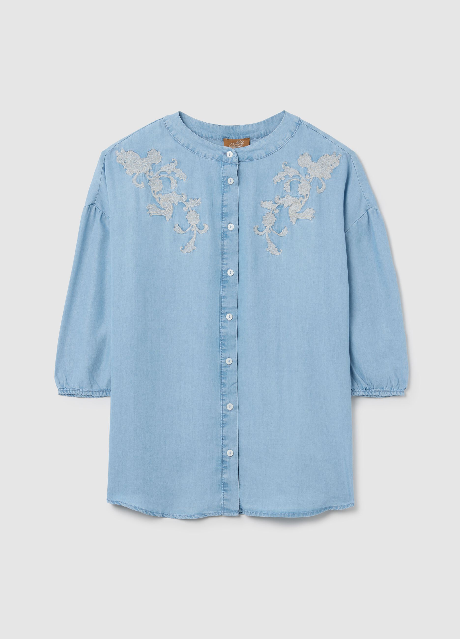 Camicia premaman in Tencel con ricamo