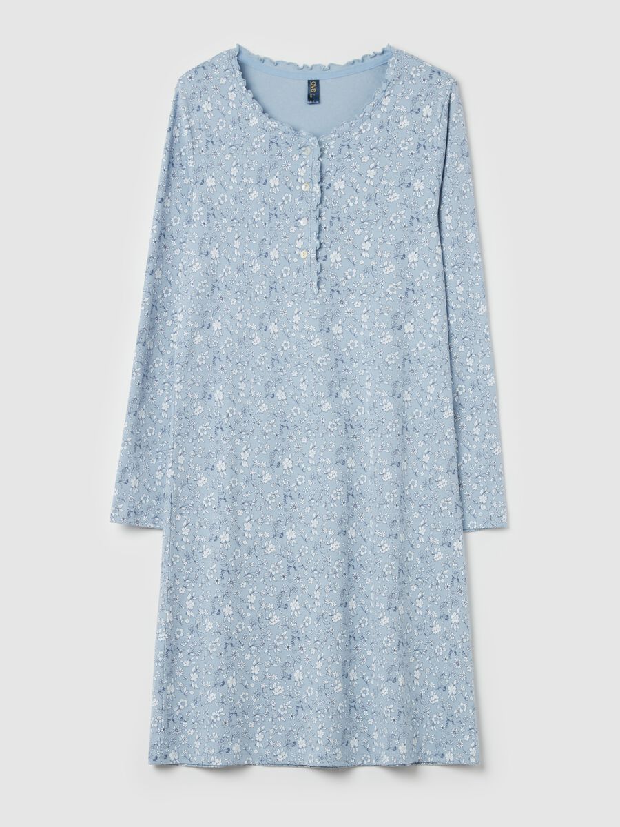 Nightshirt with ditsy flower print and granddad neckline_4