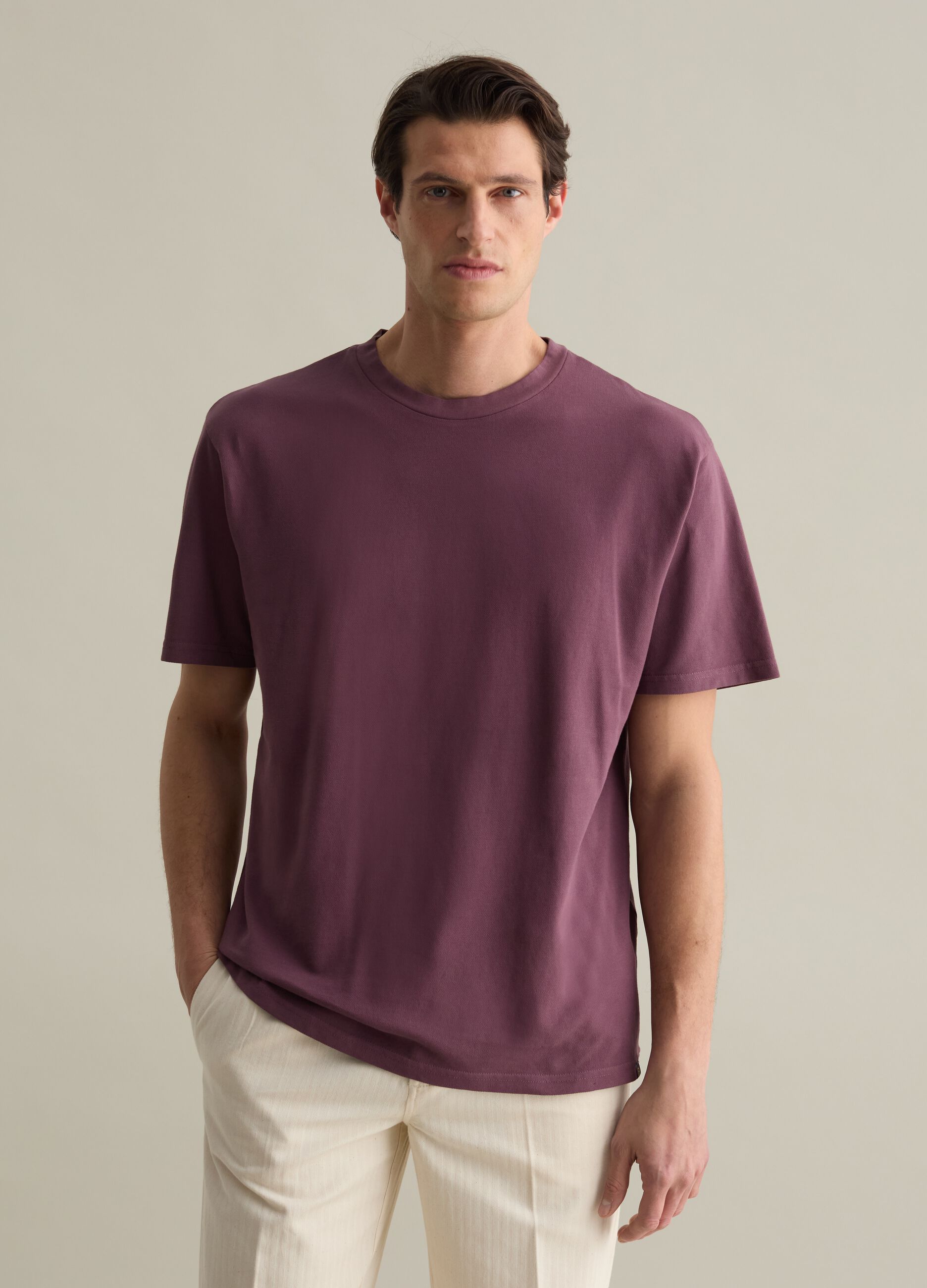 Solid colour cotton T-shirt