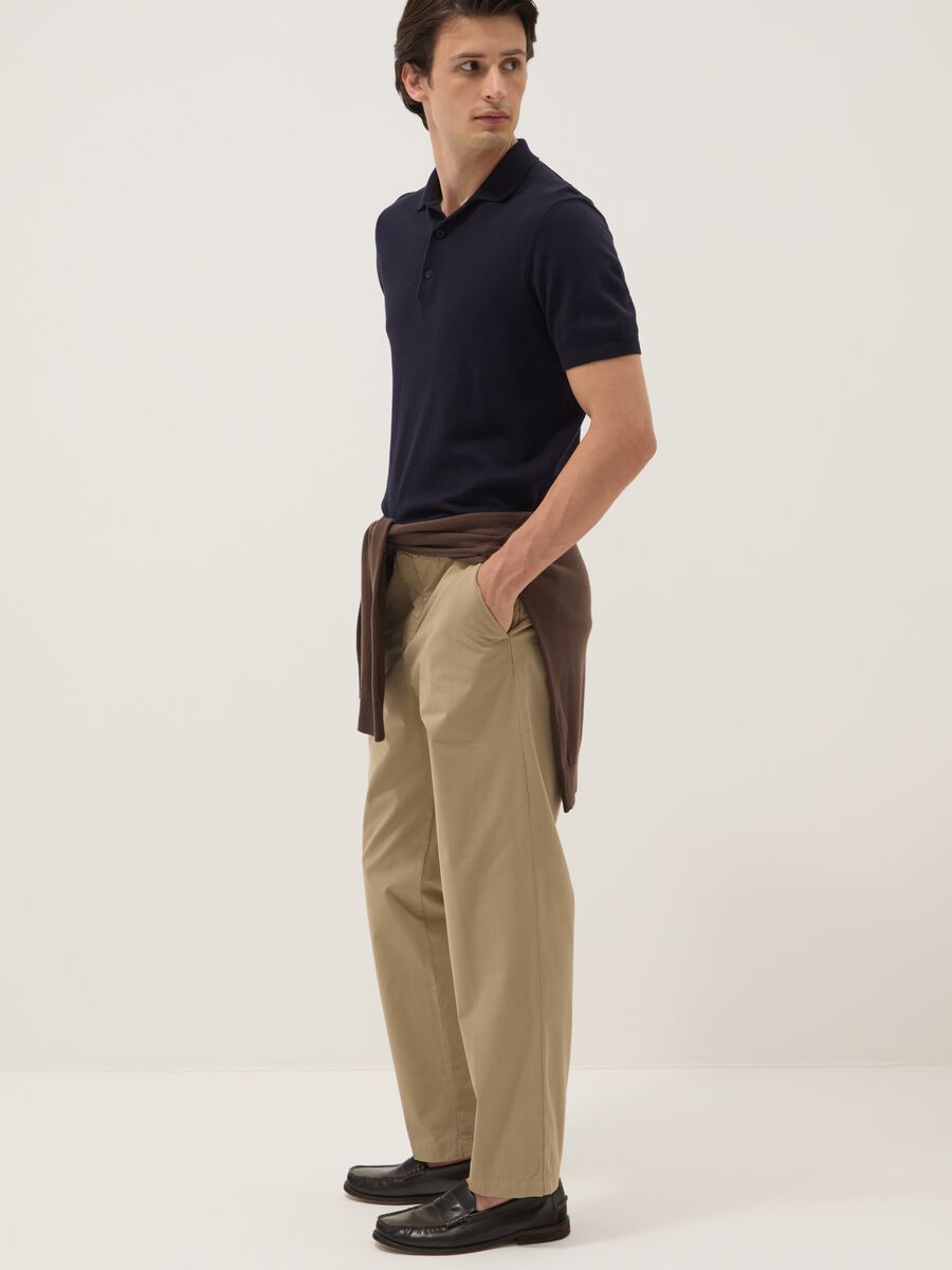 Beige pure cotton carrot-fit chino trousers_2