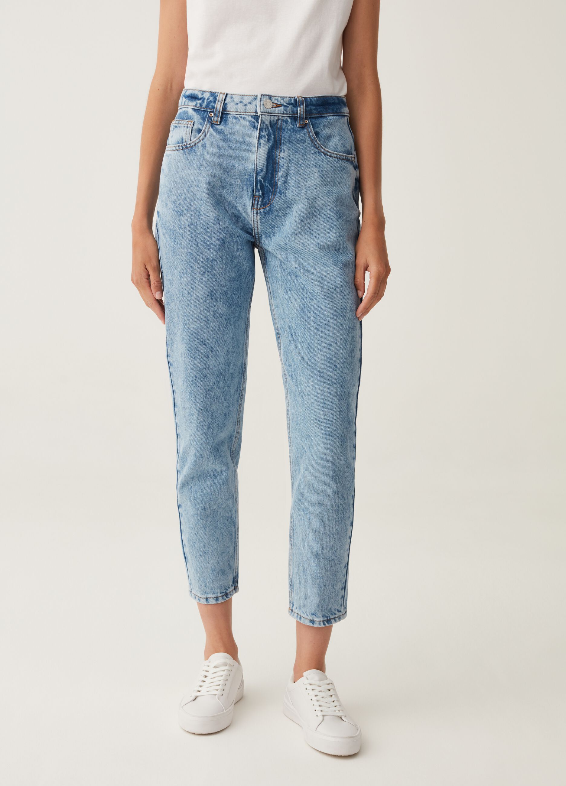 Jeans mom fit slim cinque tasche_1