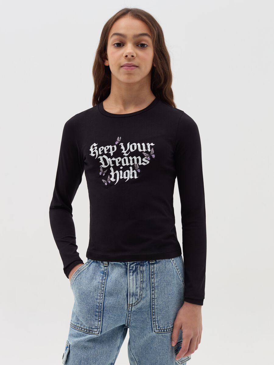 Long-sleeved T-shirt with gothic print_0