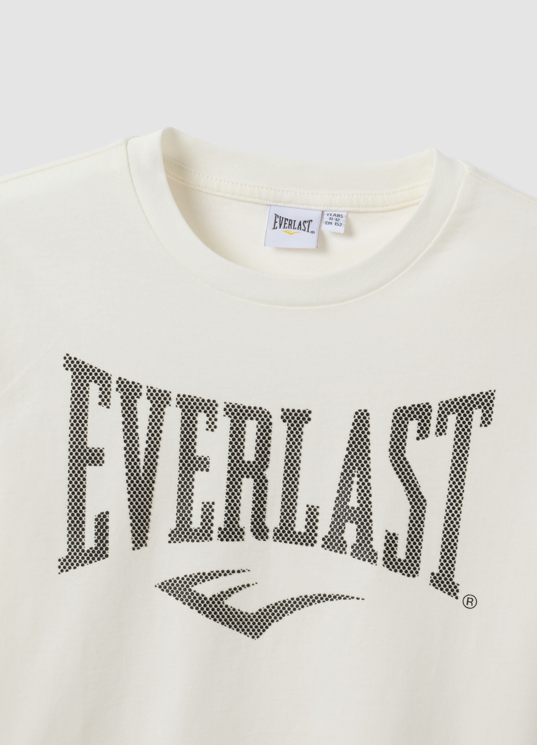 White pure cotton T-shirt with front print, regular fit for boys