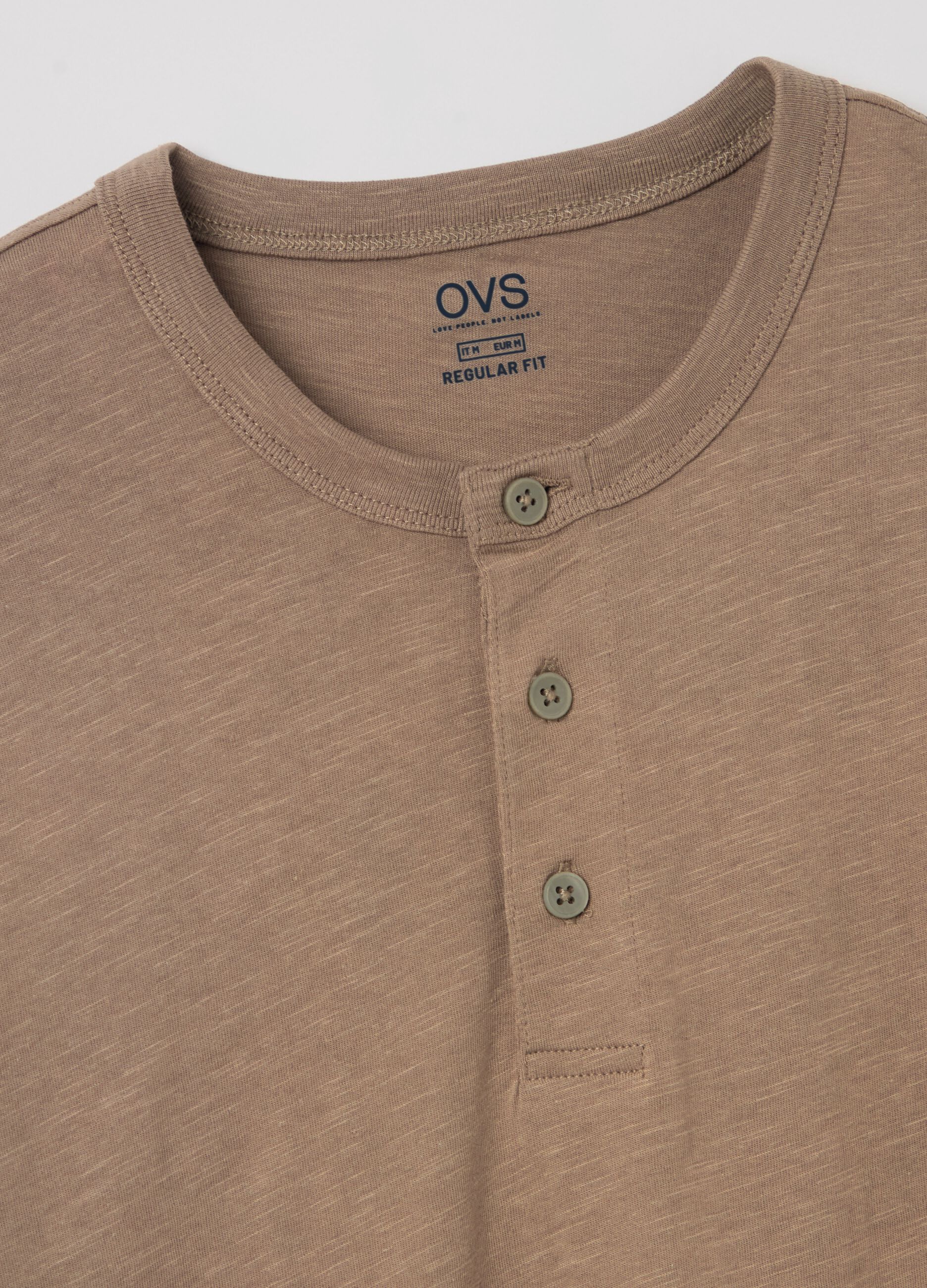 Cotton T-shirt with granddad neckline