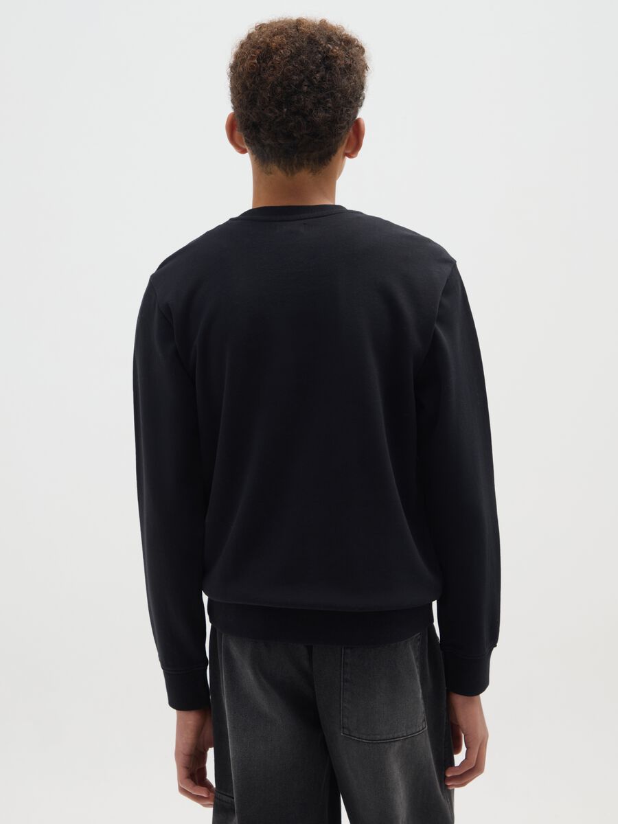 Black cotton sweatshirt with musical print_1