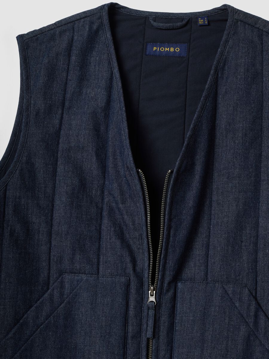 Gilet blu in misto cotone, lyocell e viscosa_1