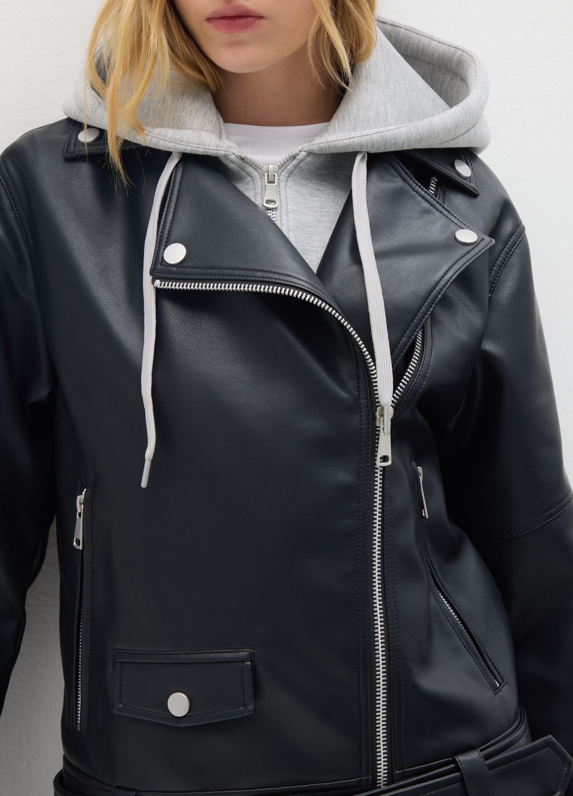 Black biker jacket with zip