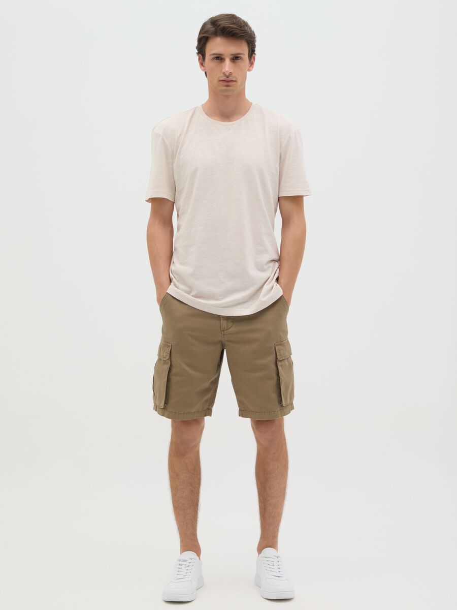 Men's brown pure cotton regular fit Bermuda shorts_0