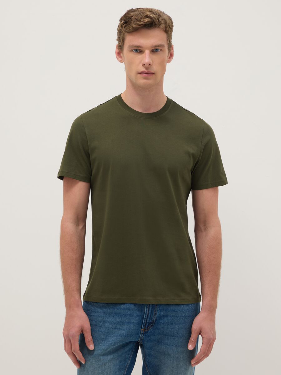 Green pure cotton regular fit T-shirt_0